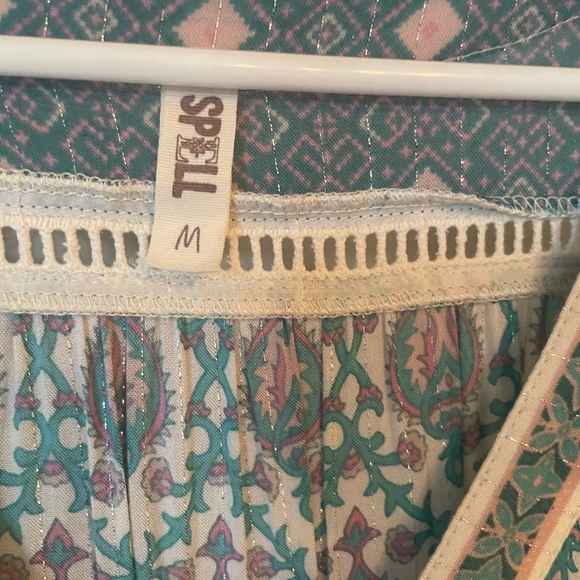 Spell & The Gypsy Free People Oracle gown green Maxi Dress lurex rayon med Rare - Picture 10 of 10